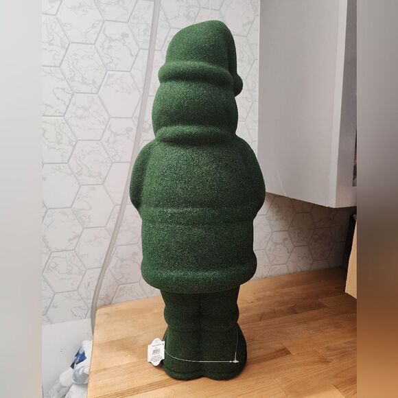 23 Inch Large Green Flocked Foam Santa Christmas Decor - Picture 5 of 10
